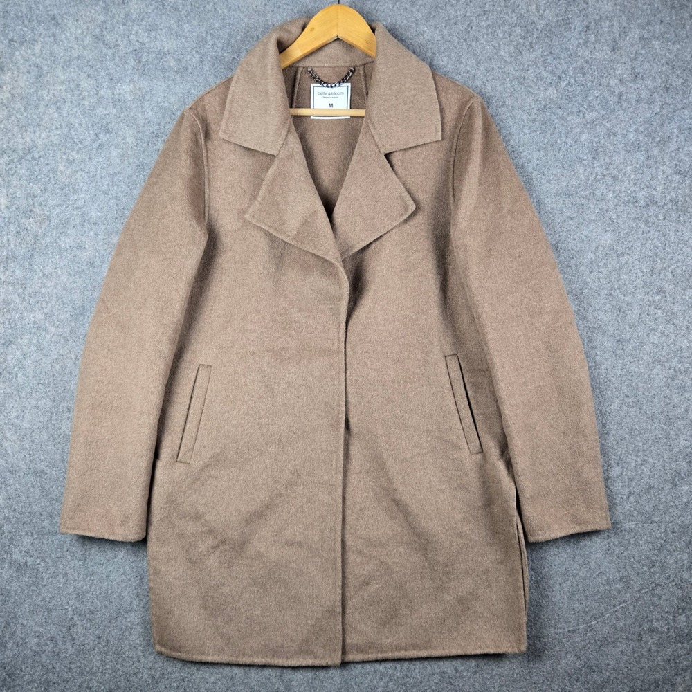 Belle & Bloom Wool Blend Coat Womens Medium Brown Overcoat Pea Coat Jacket Mid